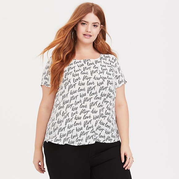 Torrid Love Flirt Kiss Button Back Blouse Size 1X - Picture 1 of 6